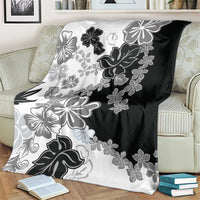 Gray Scale Hibiscus Plumeria Floral Blanket LT01 - Polynesian Pride