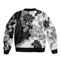 Gray Scale Hibiscus Plumeria Floral Bomber Jacket LT01 - Polynesian Pride