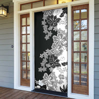 Gray Scale Hibiscus Plumeria Floral Door Cover LT01 - Polynesian Pride