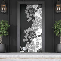 Gray Scale Hibiscus Plumeria Floral Door Cover LT01 - Polynesian Pride
