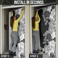 Gray Scale Hibiscus Plumeria Floral Door Cover LT01 - Polynesian Pride