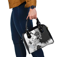 Gray Scale Hibiscus Plumeria Floral Shoulder Handbag LT01 - Polynesian Pride