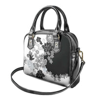 Gray Scale Hibiscus Plumeria Floral Shoulder Handbag LT01 - Polynesian Pride