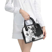 Gray Scale Hibiscus Plumeria Floral Shoulder Handbag LT01 - Polynesian Pride