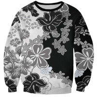Gray Scale Hibiscus Plumeria Floral Sweatshirt - Polynesian Pride
