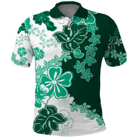 Green Hibiscus Plumeria Floral Polo Shirt - Polynesian Pride