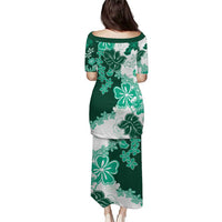 Green Hibiscus Plumeria Floral Puletasi - Polynesian Pride