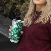 Green Hibiscus Plumeria Floral Tumbler Cup - Polynesian Pride