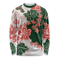 Green Orange Hibiscus Plumeria Floral Long Sleeve Shirt - Polynesian Pride