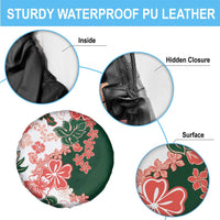 Green Orange Hibiscus Plumeria Floral Spare Tire Cover LT01 - Polynesian Pride
