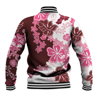 Pink Hibiscus Plumeria Floral Baseball Jacket - Polynesian Pride