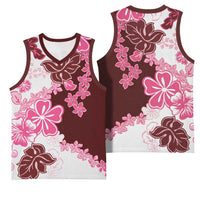 Pink Hibiscus Plumeria Floral Basketball Jersey - Polynesian Pride
