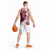 Pink Hibiscus Plumeria Floral Basketball Jersey - Polynesian Pride