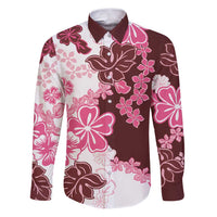 Pink Hibiscus Plumeria Floral Family Matching Puletasi and Hawaiian Shirt - Polynesian Pride