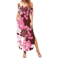 Pink Hibiscus Plumeria Floral Family Matching Summer Maxi Dress and Hawaiian Shirt - Polynesian Pride