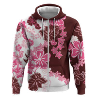 Pink Hibiscus Plumeria Floral Hoodie - Polynesian Pride