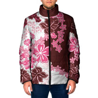 Pink Hibiscus Plumeria Floral Padded Jacket - Polynesian Pride