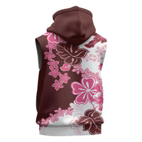 Pink Hibiscus Plumeria Floral Sleeveless Hoodie - Polynesian Pride