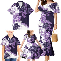 Purple Hibiscus Plumeria Floral Family Matching Mermaid Dress and Hawaiian Shirt LT01 - Polynesian Pride