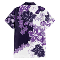 Purple Hibiscus Plumeria Floral Family Matching Off Shoulder Short Dress and Hawaiian Shirt - Polynesian Pride