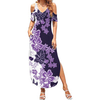 Purple Hibiscus Plumeria Floral Family Matching Summer Maxi Dress and Hawaiian Shirt - Polynesian Pride