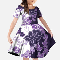 Purple Hibiscus Plumeria Floral Family Matching Tank Maxi Dress and Hawaiian Shirt LT01 Daughter's Dress Purple - Polynesian Pride