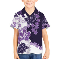 Purple Hibiscus Plumeria Floral Family Matching Tank Maxi Dress and Hawaiian Shirt LT01 Son's Shirt Purple - Polynesian Pride