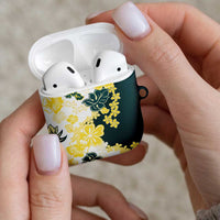 Yelow Teal Hibiscus Plumeria Floral AirPods Case - Polynesian Pride