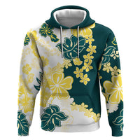 Yelow Teal Hibiscus Plumeria Floral Hoodie - Polynesian Pride