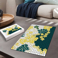 Yelow Teal Hibiscus Plumeria Floral Puzzle LT01