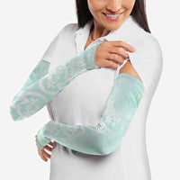 Polynesian Tiare Monstera Seafoam Green Arm Sleeves Liquid Style - Polynesian Pride