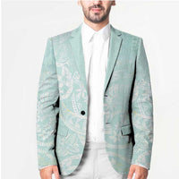Polynesian Tiare Monstera Seafoam Green Blazer Liquid Style - Polynesian Pride