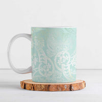 Polynesian Tiare Monstera Seafoam Green Ceramic Mug Liquid Style LT01 Green - Polynesian Pride