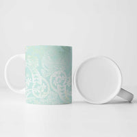 Polynesian Tiare Monstera Seafoam Green Ceramic Mug Liquid Style LT01 - Polynesian Pride