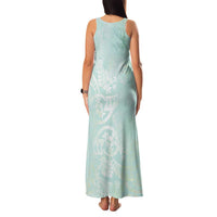 Polynesian Tiare Monstera Seafoam Green Family Matching Tank Maxi Dress and Hawaiian Shirt Liquid Style LT01 - Polynesian Pride