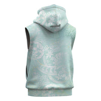 Polynesian Tiare Monstera Seafoam Green Sleeveless Zip Hoodie Liquid Style LT01 - Polynesian Pride