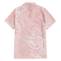 Polynesian Tiare Monstera Soft Pink Family Matching Off The Shoulder Long Sleeve Dress and Hawaiian Shirt Liquid Style LT01 - Polynesian Pride