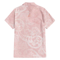Polynesian Tiare Monstera Soft Pink Family Matching Summer Maxi Dress and Hawaiian Shirt Liquid Style - Polynesian Pride