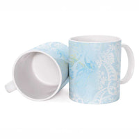 Polynesian Tiare Monstera Baby Blue Ceramic Mug Liquid Style LT01 - Polynesian Pride