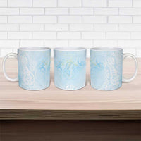 Polynesian Tiare Monstera Baby Blue Ceramic Mug Liquid Style LT01 - Polynesian Pride
