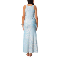 Polynesian Tiare Monstera Baby Blue Family Matching Tank Maxi Dress and Hawaiian Shirt Liquid Style LT01 - Polynesian Pride