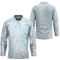 Polynesian Tiare Monstera Baby Blue Hockey Jersey Liquid Style - Polynesian Pride