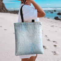 Polynesian Tiare Monstera Baby Blue Tote Bag Liquid Style LT01 - Polynesian Pride