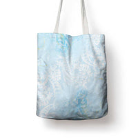 Polynesian Tiare Monstera Baby Blue Tote Bag Liquid Style LT01 - Polynesian Pride