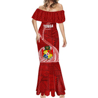 Custom Tonga Rugby Mermaid Dress Tongan Ngatu Pattern White Version LT01 - Polynesian Pride