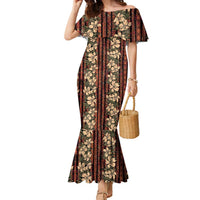 Hawaii Hibiscus Family Matching Mermaid Dress and Hawaiian Shirt Retro Style LT01 Mom's Dress Brown - Polynesian Pride