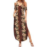Hawaii Hibiscus Family Matching Summer Maxi Dress and Hawaiian Shirt Retro Style - Polynesian Pride