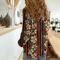 Hawaii Hibiscus Women Casual Shirt Retro Style - Polynesian Pride