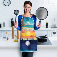 Hawaii Beach Landscape Time-Lapse Apron Tropical Plumeria Flowers - Polynesian Pride