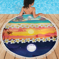 Hawaii Beach Landscape Time-Lapse Beach Blanket Tropical Plumeria Flowers - Polynesian Pride